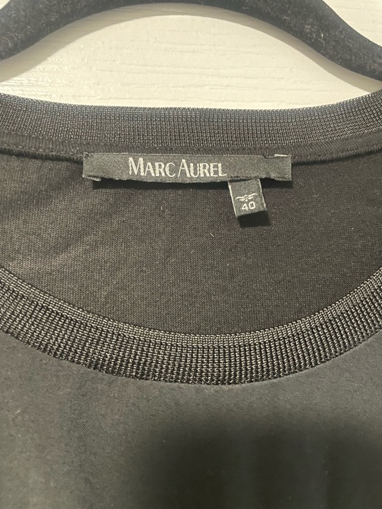 Marc Aurel Black Sequin Stripe Short Sleeve Tee - Picture 2 of 4